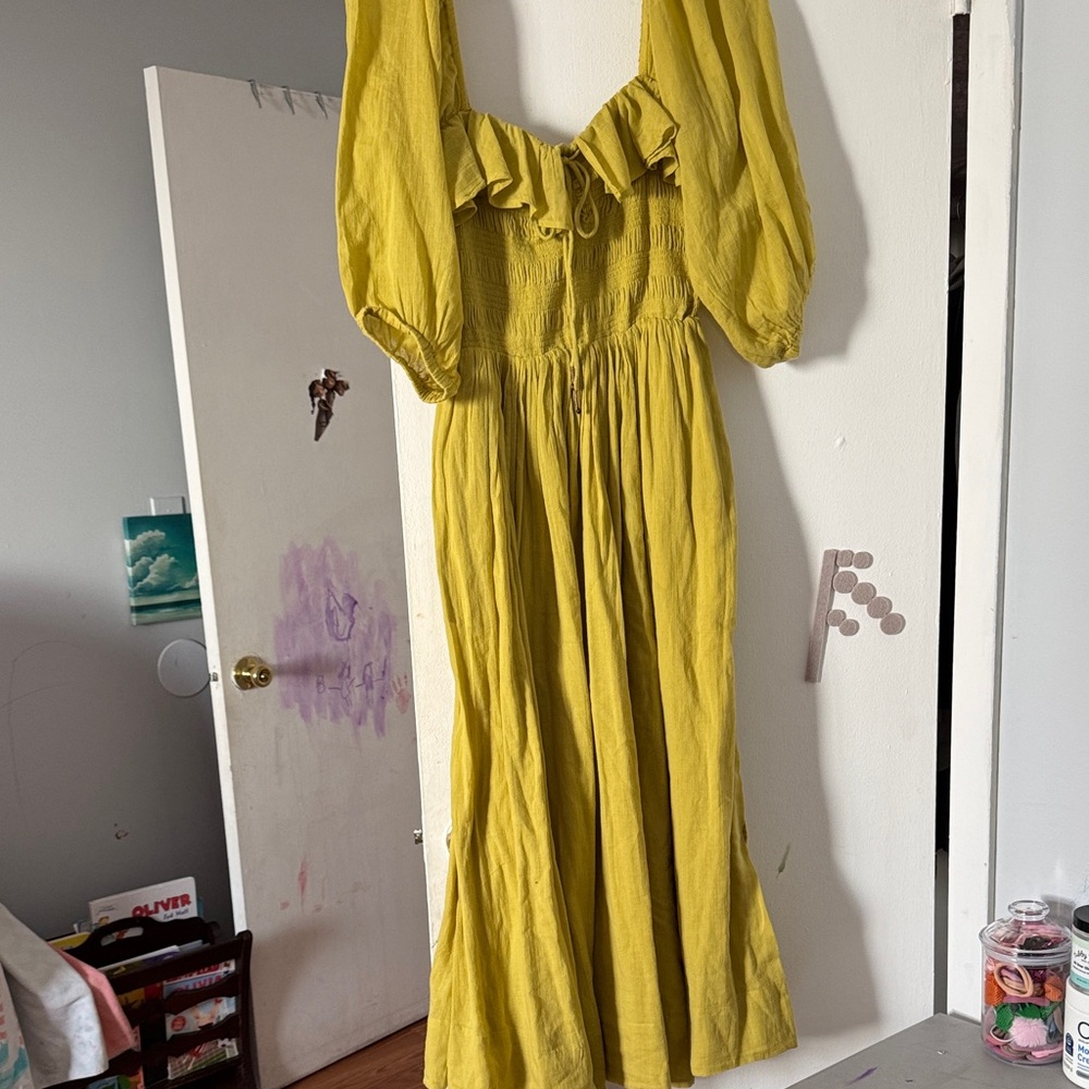 Free People Mustard Long Sleeve Dress
